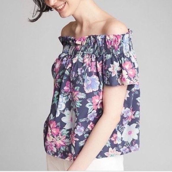 NWT Gap Floral Off Shoulder Top Large - Picture 1 of 4